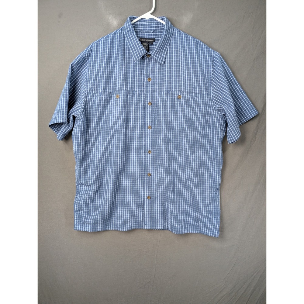 5.11‎ Tactical Series Mens XL Blue Plaid Short Sleeve Button Up Shirt